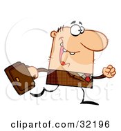 Jolly Caucasian Businessman Carrying A Briefcase On His Way To Work by Hit Toon