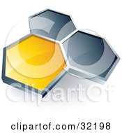 Pre-Made Logo Of One Yellow Honeycomb Connected To Two Others