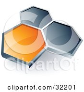 Pre-Made Logo Of One Orange Honeycomb Connected To Two Others