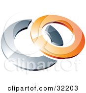 Poster, Art Print Of Pre-Made Logo Of A Orange Shiny 3d Ring Over An Chrome Circle