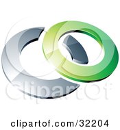 Pre-Made Logo Of A Green Shiny 3d Ring Over A Chrome Circle
