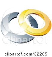 Poster, Art Print Of Pre-Made Logo Of A Yellow Shiny 3d Ring Over A Chrome Circle