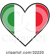 Clipart Illustration Of A Heart Shaped Green White And Red Tricolor Italian Flag