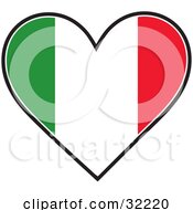 Heart Shaped Green White And Red Tricolor Italian Flag