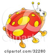 Poster, Art Print Of Yellow Spotted Ladybug With Orange Legs