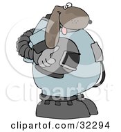 Clipart Illustration Of An Astronaut Dog In A Space Suit Holding His Helmet At His Side by djart
