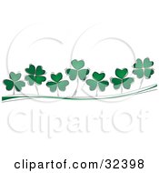 Three And Four Leaf Clovers Growing On A Green And White Wave