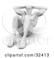 Strong Man Facing The Viewer Doing Sit Ups Or Crunches
