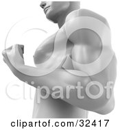 Clipart Illustration Of A Strong Male Body Builder Flexing His Arm Muscles