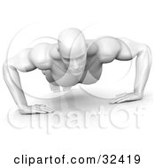 Strong And Muscular White Man Doing Push Ups