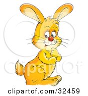 Clipart Illustration Of A Curious Orange Rabbit Looking Back Over His Shoulder