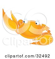 Clipart Illustration Of A Friendly Orange Crab Holding Up One Arm by Alex Bannykh