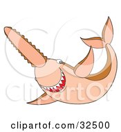 Clipart Illustration Of A Brown Saw Fish Swimming