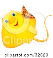 Clipart Illustration Of A Cute Yellow Stingray With Blue Eyes by Alex Bannykh #COLLC32620-0056