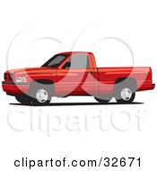 Red Dodge Ram Pickup Truck With Tinted Windows