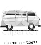 Clipart Illustration Of A White Combo Van In Profile