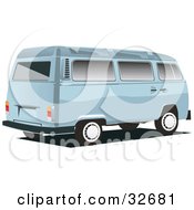 Clipart Illustration Of A Pastel Blue Combo Van