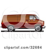 Clipart Illustration Of A Brown Full Sized Van In Profile by David Rey