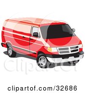 Clipart Illustration Of A Red Full Size Van With Tinted Windows by David Rey