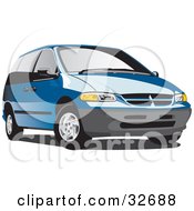 Clipart Illustration Of A Blue Plymouth Voyager Minivan With Tinted Windows