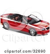 Poster, Art Print Of Convertible Red Car With The Top Off