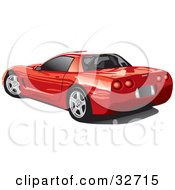 Poster, Art Print Of Rear View Of A Red Chevrolet Corvette With Black Tinted Windows
