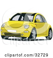 Front View Of A Yellow Slug Bug Car