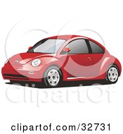 Poster, Art Print Of Red Yellow Slug Bug Car With Tinted Windows