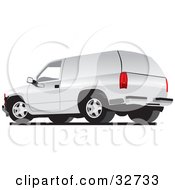 Poster, Art Print Of White Chevy Silverado Suv With White Paneled Windows