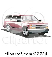 Red Chevy Suburban With Black Tinted Windows