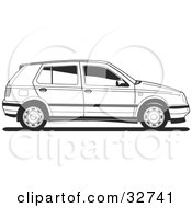 Poster, Art Print Of Side View Of A Vw Golf Car In Black And White