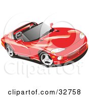 Poster, Art Print Of Red Convertible Dodge Viper Sports Car With The Top Off And Tinted Windows