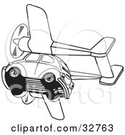 Black And White Slug Bug Flying With Airplane Propellers
