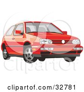 Poster, Art Print Of Red Volkswagen Golf Car
