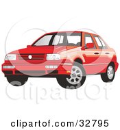 Poster, Art Print Of Red Volkswagen Jetta Car