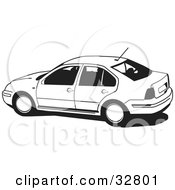 Clipart Illustration Of A Black And White Volkswagen Jetta Car