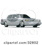 Clipart Illustration Of A Gray Lincoln Town Car With Privacy Glass by David Rey #COLLC32802-0052