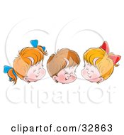 Poster, Art Print Of Three Children Two Girls And One Boy Giggling With Their Eyes Closed