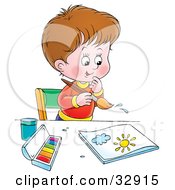 Poster, Art Print Of Creative Little Boy Painting At A Table