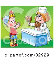 Clipart Illustration Of A Woman Handing Fudge Pop Sickles To A Little Boy