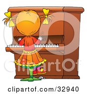 Little Girl Playing A Big Piano