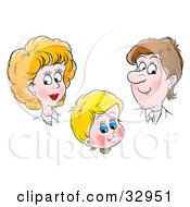 Clipart Illustration Of A Proud Mother And Father Admiring Their Son by Alex Bannykh