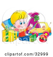 Poster, Art Print Of Happy Birthday Boy With Gifts And Toys