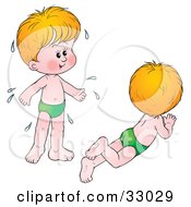 Clipart Illustration Of A Little Boy Shown Swimming And Soaking Wet by Alex Bannykh