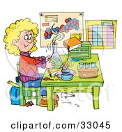 Poster, Art Print Of School Girl Conducting A Science Experiment In A Lab