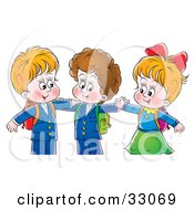 Poster, Art Print Of Two Little Boys And A Girl Hugging