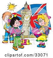 Poster, Art Print Of Group Of Children Touring London Admiring Big Ben