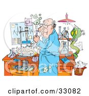 Poster, Art Print Of Thinking Male Teacher Working In A Science Lab