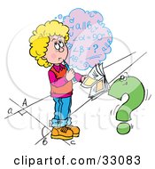 Poster, Art Print Of School Girl Trying To Figure Out A Math Problem