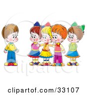 Poster, Art Print Of Group Of Children Welcoming A New Friend